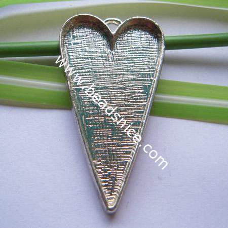 Jewelry alloy pendant,53.5x29.5mm,inside diameter:49.5x26.5mm,depth 3mm,thickness 1mm,heart,hole:about 4mm,cross,nickel free,