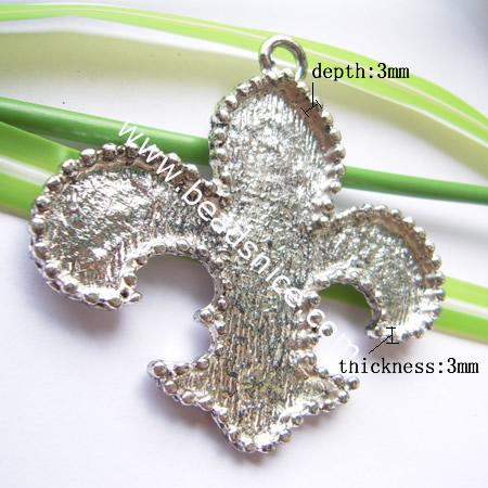 Jewelry alloy pendant,61x72.5mm,inside diameter:49.5x26.5mm,depth 3mm,thickness 3mm,hole:about 5mm,cross,nickel free,