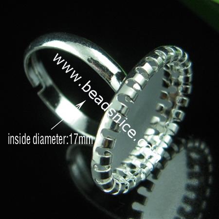 Brass Adjustable Ring Base,nickel free,lead safe,for design,Oval,inside diameter 17mm，base diameter:13.5x18mm,