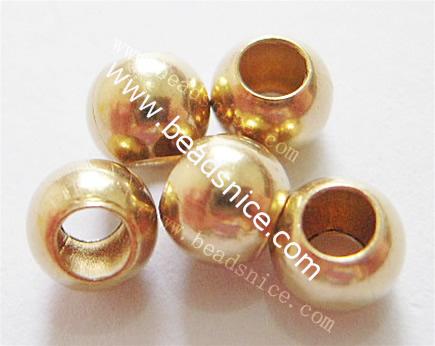 Jewelry smooth surface spacer beads, brass, round,nickel  free, lead free, 12mm, hole:2mm,