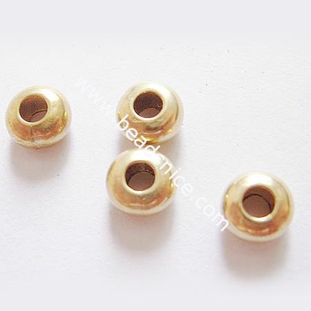 Jewelry smooth surface spacer beads, brass, round,nickel  free, lead free, 6mm, hole:3.2mm,