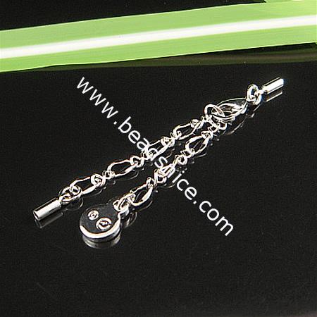 Lobster claw clasp, brass, nickel free,lead safe,clasp 9.5x5mm,end cap inside diameter about 1.1mm,plus 3 inch adjustable chain 