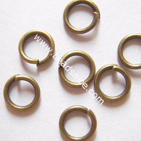 Jump Ring, Brass, Nickel-free, Close but Unsoldered, 0.5x8mm, 