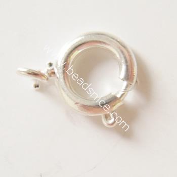Jewelry spring ring clasp, brass, 8mm,inside diameter 5mm,hole:about 2mm, nickel free,lead safe,