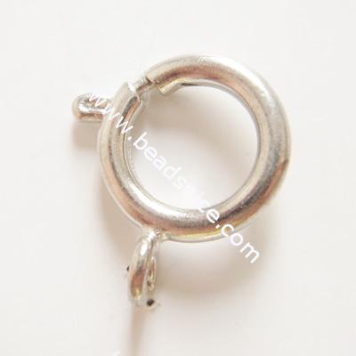 Jewelry spring ring clasp, brass, 13mm, inside diameter:9mm,hole:approx 2.5mm,nickel free,lead safe,