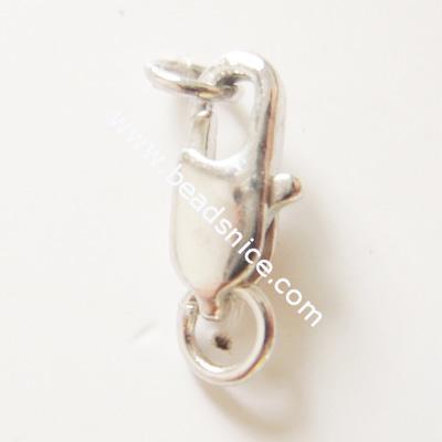 Jewelry brass Lobster claw clasp, nickel-free,10x4mm,