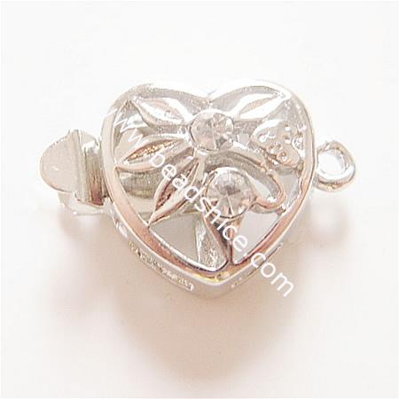 Jewelry brass clasps,one row,heart,11.5x12mm,nickel free,lead safe,