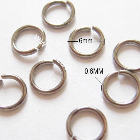 Jump Ring, Brass, Nickel-free, Close but Unsoldered, 0.6x6mm, 