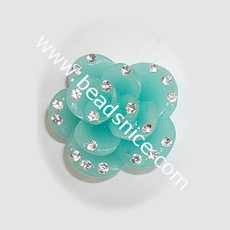 Resin cabochons/Petaline,with rhinestone,12mm,costume & headwear accessory,flower,