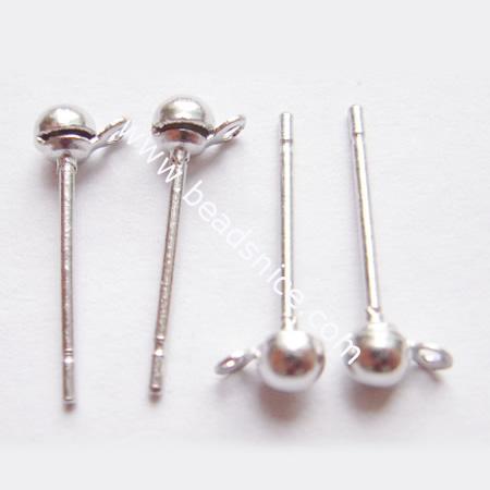 Brass ear stud component, brass, 14mm,nickel free,lead safe,