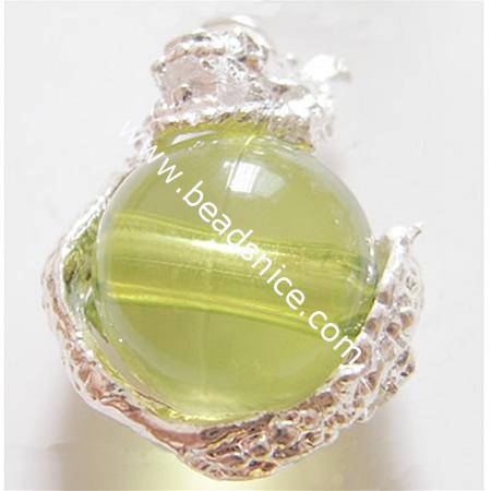 Metal alloy pendant with plastic bead,26x19x13mm,hole:approx 4mm,nickel free,lead safe,