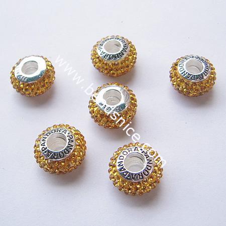 Beads for jewellery making charms beads with czechish rhinestone 925 sterling silver  hole:about 4.5mm flat round