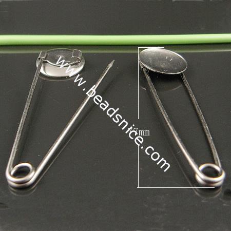 Iron brooch,76.5x20mm,base diameter:19mm,nickel free,lead safe,