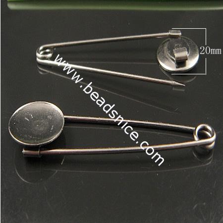 Iron brooch,76.5x20mm,base diameter:19mm,nickel free,lead safe,