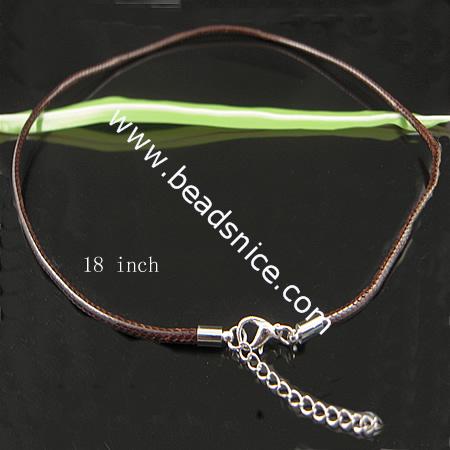 Wax cord necklace,2.5mm,clasp 11.5x6.5mm,length 18 inch,nickel free,