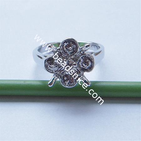 Ring mounting,brass,size:7,flower
