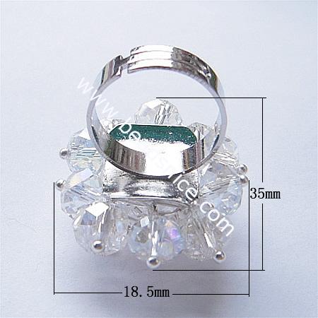 Crystal ring,brass,size:7,flower