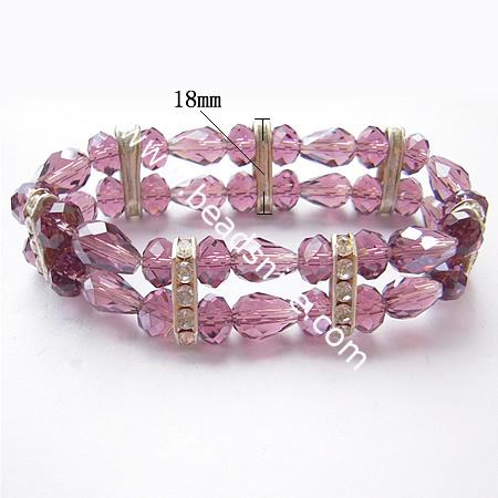 Imitated  crystal glass bracelet,18mm wide, 7 inch,