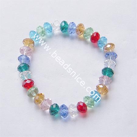 Imitated  crystal glass bracelet,bead 8x5.5mm, 7 inch,