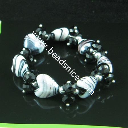 Jewelry bracelet,imitated  crystal glass,heart,14.5x14.5mm,length 7.5 inch, 
