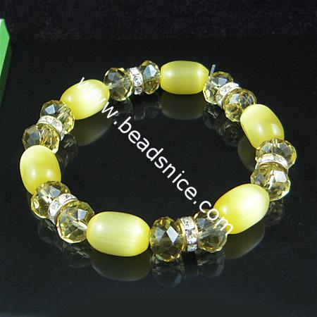 Imitated  crystal glass bracelet, agate 10x13mm,length 7.5 inch,