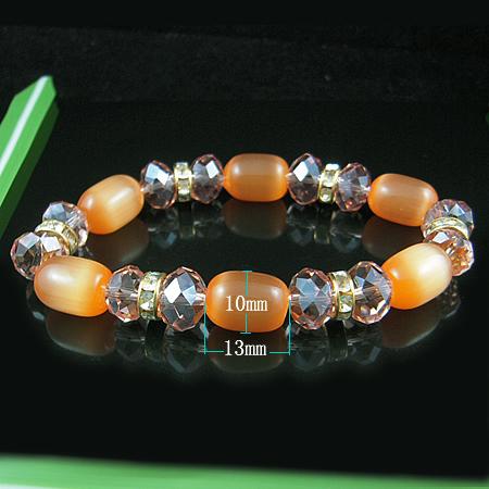 Imitated  crystal glass bracelet, agate 10x13mm,length 7.5 inch,mix-color,