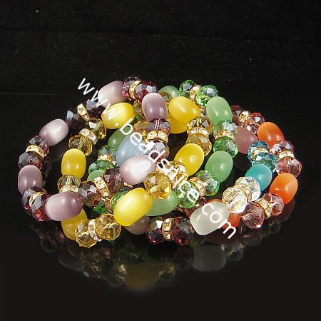 Imitated  crystal glass bracelet, agate 10x13mm,length 7.5 inch,mix-color,