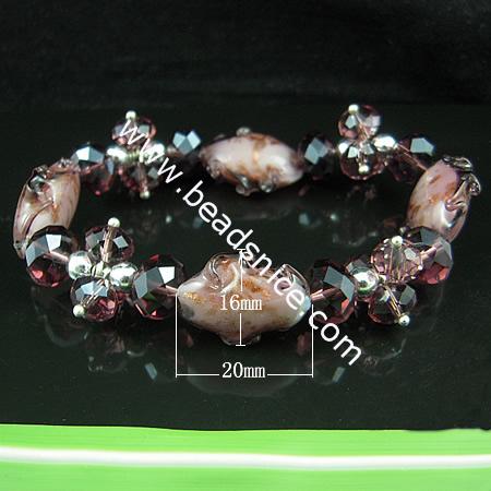 Imitated   crystal glass  bracelet ,16x20mm,length 7 inch,