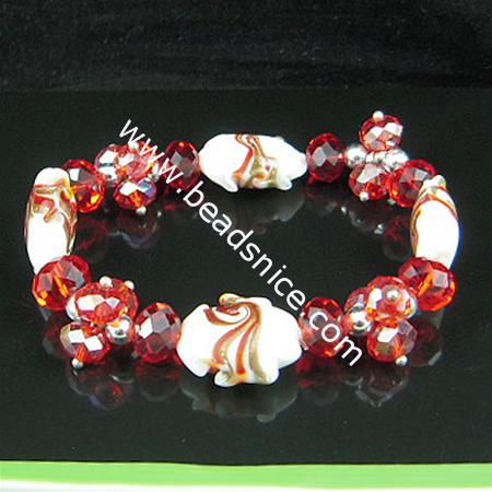 Imitated   crystal glass  bracelet ,16x20mm,length 7 inch,flower,