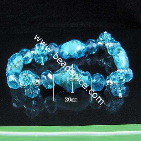 Imitated   crystal glass  bracelet ,16x20mm,length 7 inch,flower,