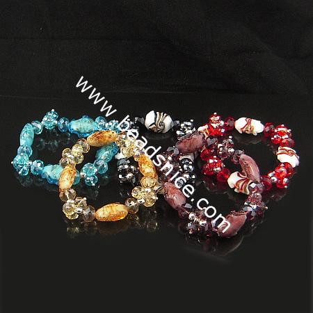 Imitated   crystal glass  bracelet ,mix-color,16x20mm,length 7 inch,flower,
