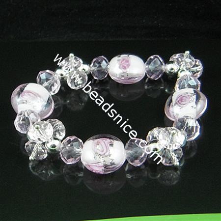 Imitated  crystal glass bracelet ,15.5x14mm,length 7.5 inch,flat oval,