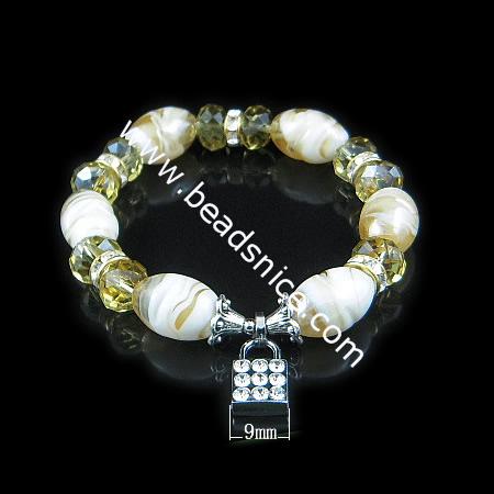 Jewerly bracelet,imitated  crystal glass ,bead 11x16mm,pendant 19.5x9x4.5mm,length 7 inch,Rice,