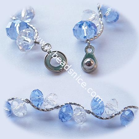 Fashion imitated  crystal glass necklace with brass clasp,faceted roundel, bead 5x8mm,length 30 inch,