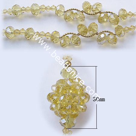 Necklace with brass clasp,imitated  crystal glass,faceted roundel, bead 4mm,length 27 inch,pendant 5 inch,30mm,