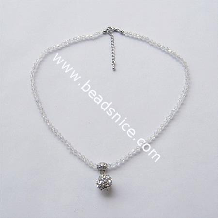 Imitated  crystal glass necklace with lobster claw clasp,faceted roundel, bead 4x6mm,length 16.5 inch,plus 2 inch adjusta