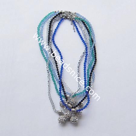 Imitated  crystal glass necklace with lobster claw clasp,faceted roundel, bead 4x6mm,length 16.5 inch,plus 2 inch adjusta