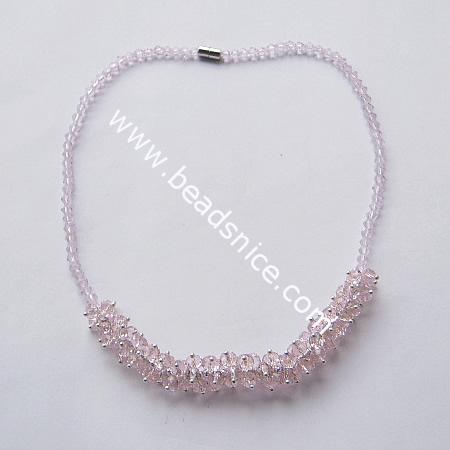 Jewelry necklace imitated  crystal glass with magnetic clasp,faceted roundel, bead 5mm & 14mm,length 17.5 inch,