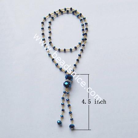 Fashion imitated  crystal glass necklace ,faceted roundel, bead 4x6mm & 12x16mm,length 24 inch,