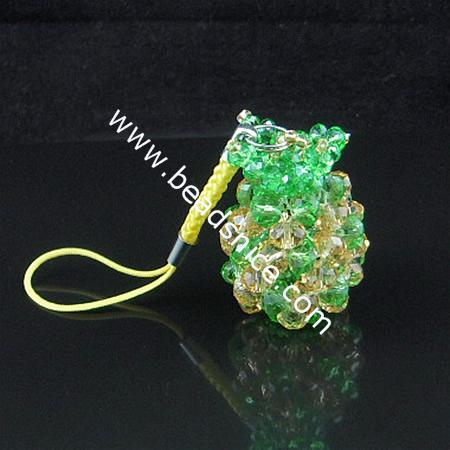 Fashion cell phone strap with crystal, 24x36mm,length 4 inch,