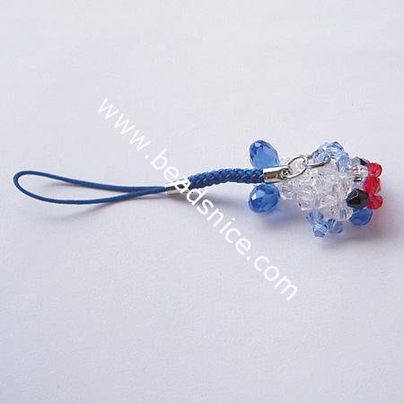Fashion imitated  crystal glass cell phone strap,32x26x19.5mm,length 3.5 inch,animal,