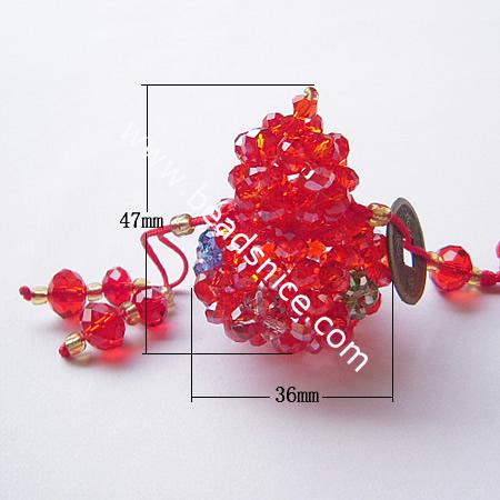 Fashion imitated  crystal glass cell phone strap,faceted roundel,calabash 47x38mm,bead 8x12mm,length 9 inch,