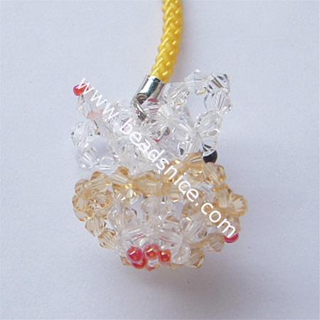 Fashion cell phone strap with  crystal,29x29mm,4.5 inch,