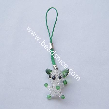 Cell phone strap with  crystal,28x20mm,3.5 inch,animal