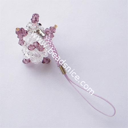 Cell phone strap with  crystal,31x26x16mm,4 inch,animal,