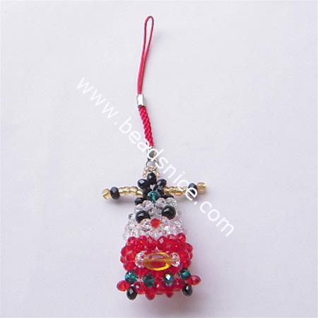 Fashion cell phone strap with  crystal,60x47.5x30mm,5 inch,