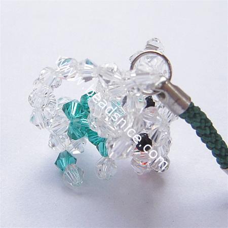 Imitated  crystal cell phone strap,29.5x21x28.5mm,3.5 inch,animal,