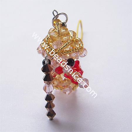 Imitated  crystal cell phone strap,32.5x35x27mm,4.5 inch,