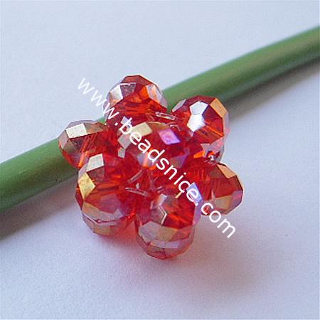 Imitated  crystal glass beads,14mm,hole:about 1.5mm,faceted round,red,