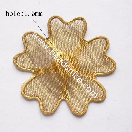 Brass net flake beading,34x34mm,hole about 1.5mm,flower,nickel free,lead safe,